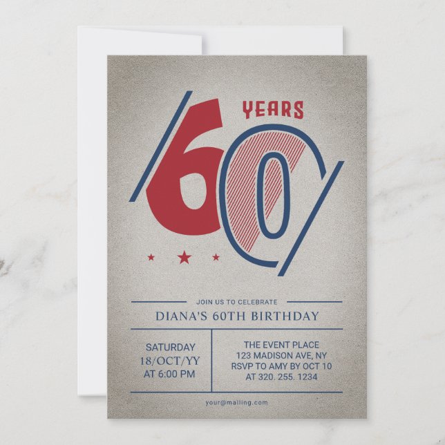 Retro 60th Birthday  Invitation (Front)
