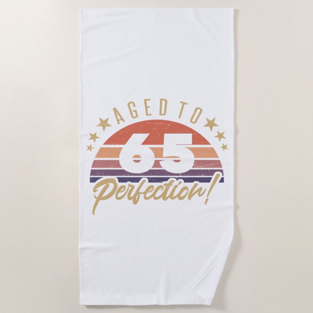 Retro 65th Birthday Humour Beach Towel (Front)