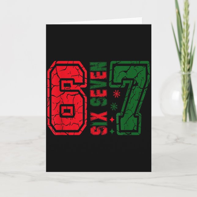 Retro 67 Funny Six Seven Meme 6 7 Number Christmas Card (Front)