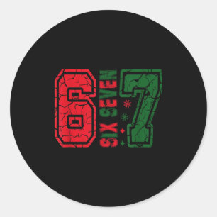 Retro 67 Funny Six Seven Meme 6 7 Number Christmas Classic Round Sticker