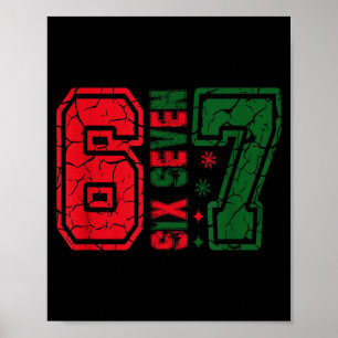 Retro 67 Funny Six Seven Meme 6 7 Number Christmas Poster