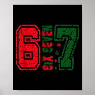 Retro 67 Funny Six Seven Meme 6 7 Number Christmas Poster