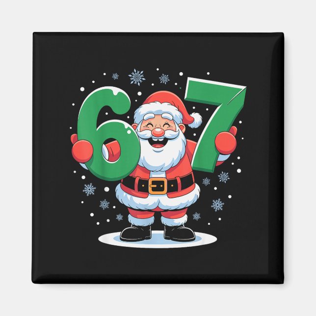 Retro 67 Meme Funny Christmas Santa Six Seven Holi Magnet (Front)