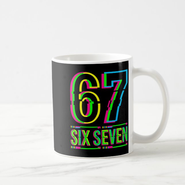 Retro 67 Meme Funny Six Seven Meme 6 7 Meme 6 7  Coffee Mug (Right)