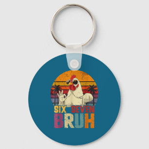 Retro 67 Six Seven Bruh Funny Chicken With Sungles Key Ring