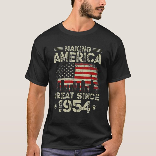 Retro 68Th Birthday USA Flag Making America Great T-Shirt (Front)