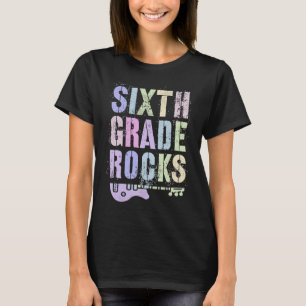 Retro 6th GRADE ROCKS Teacher Rockstar Squad Sixth T-Shirt