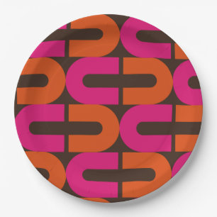 retro 70s 60s flower pattern style paper party pap plate