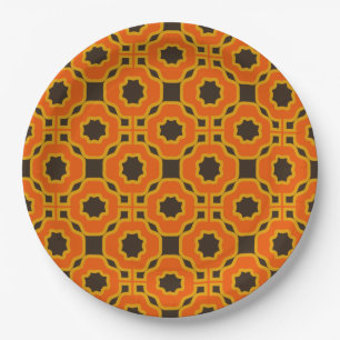 retro 70s 60s pattern style paper party plates