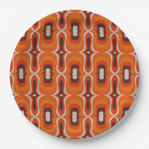 retro 70s 60s pattern style paper party plates