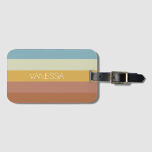 Retro 70s 60s vintage stripe vibe luggage tag
