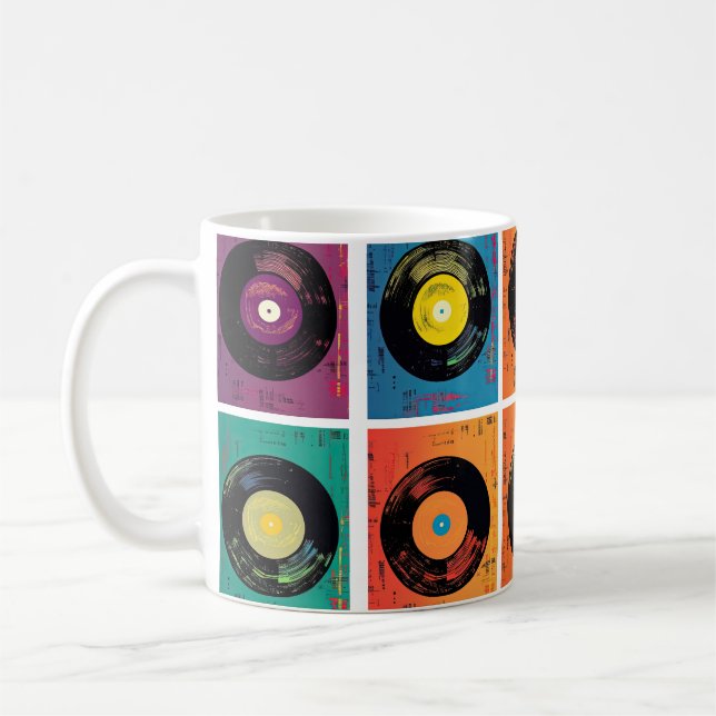 Retro 70s 60s Vinyl Record Album Coffee Mug (Left)