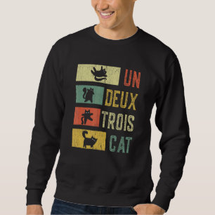 Retro 70s 80s 90s Un Deux Trois Cat  Meowy Cat Sweatshirt