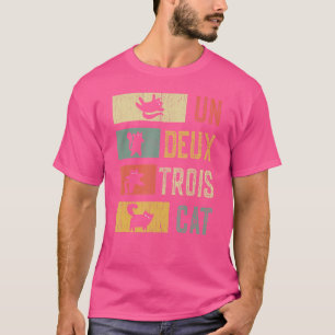 Retro 70s 80s 90s Un Deux Trois Cat Meowy Cat T-Shirt