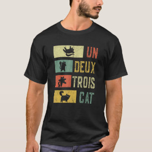 Retro 70s 80s 90s Un Deux Trois Cat  Meowy Cat T-Shirt
