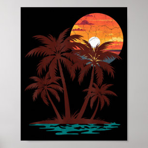 Retro 70s 80s Beach Sunset Palm Tree Summer Vibes Poster