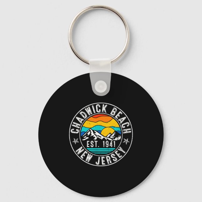 Retro 70s 80s Chadwick Beach New Jersey Nj For Men Key Ring (Front)