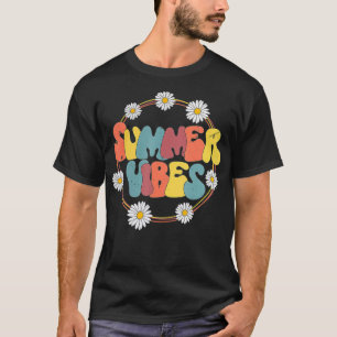 Retro 70s 80s Funny Summer Vibes Floral summer T-Shirt
