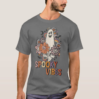 Retro 70s 80s Groovy Hippie Halloween Spooky Vibes T-Shirt