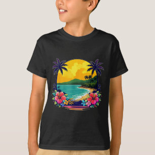 Retro 70s 80s Palm Tree Beach Sunset Summer Vibe T-Shirt