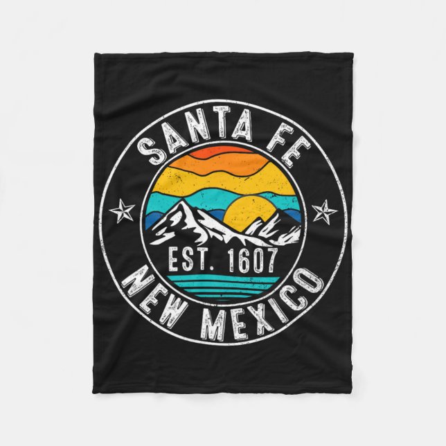 Retro 70s 80s Santa Fe New Mexico Nm  Fleece Blanket (Front)