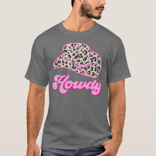 Retro 70s 80s Western Country Leopard Cowboy hat H T-Shirt