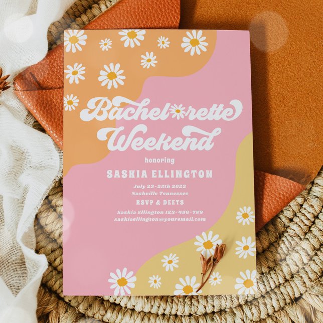 Retro 70s Bachelorette Weekend Itinerary Invitation (Creator Uploaded)