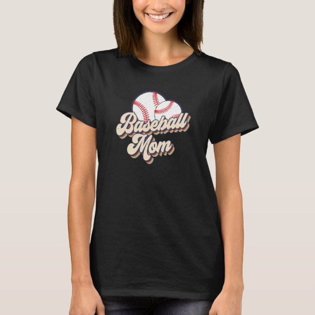 Retro 70s Baseball Mum Cute Player Mama Team Sport T-Shirt (Front)