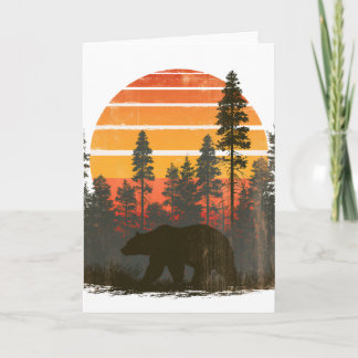 Retro 70s Bear in the Forest Card