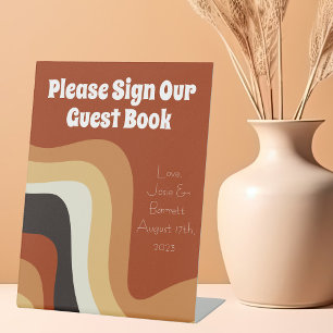 Retro 70s Boho Groovy Wedding Sign Our Guest Book