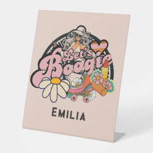 Retro 70s Boogie Disco Dancing Bridal Bachelorette Pedestal Sign