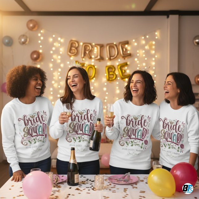 Retro 70s Bride Squad Bridesmaid Name Bachelorette Sweatshirt (Creator Uploaded)