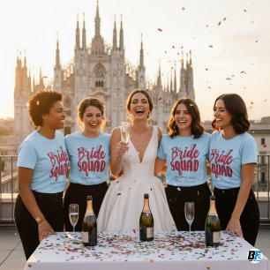 Retro 70s Bride Squad Bridesmaid Name Bachelorette T-Shirt