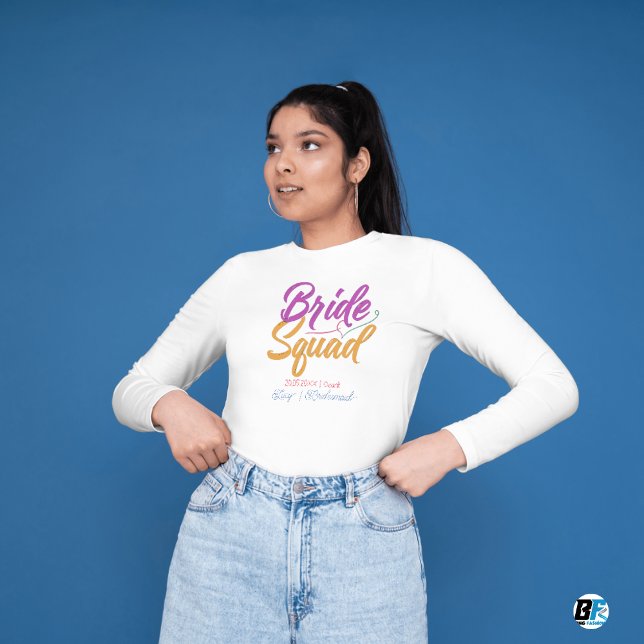 Retro 70s Bride Squad Bridesmaid Name Bachelorette T-Shirt (Creator Uploaded)