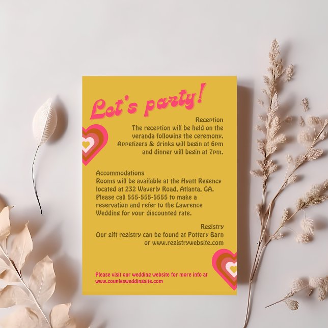 Retro 70's Bright Yellow, Orange, Pink Wedding  RSVP Card (Creator Uploaded)