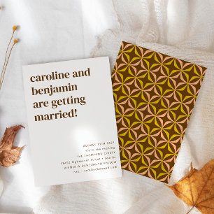 Retro 70s Brown Pattern Modern Wedding All-in-One Invitation