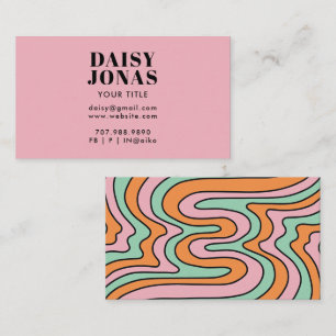 Retro 70's Business Card Abstract Pink