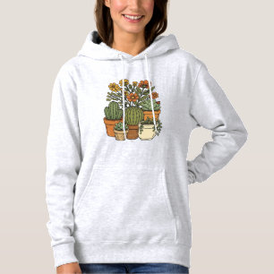Retro 70s Cactus and Wildflowers Vintage Design Hoodie