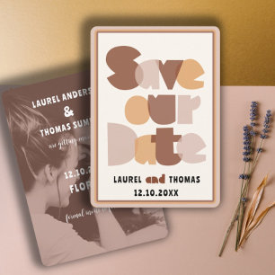 Retro 70's Calligraphy Terracotta Save the Date Invitation