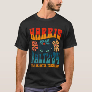 Retro 70s Cat Lady Harris Wheimer 2024 For A Brigh T-Shirt