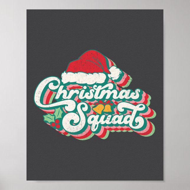 Retro 70s Christmas Squad Team Santa Family Matchi Poster (Front)