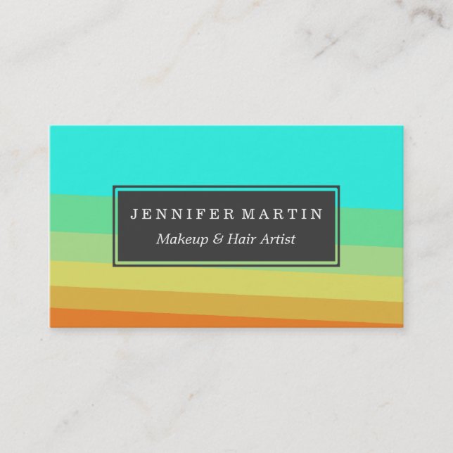 Retro 70's Colour Block Gradient Business Card (Front)