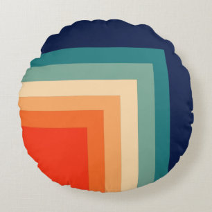 Retro 70s Colour Palette Round Cushion
