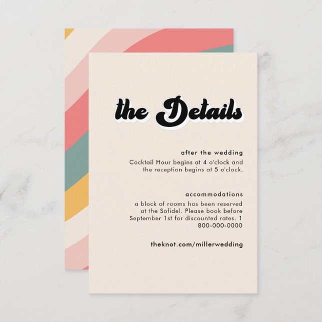 Retro 70s Colour Waves Details Enclosure Card (Front/Back)