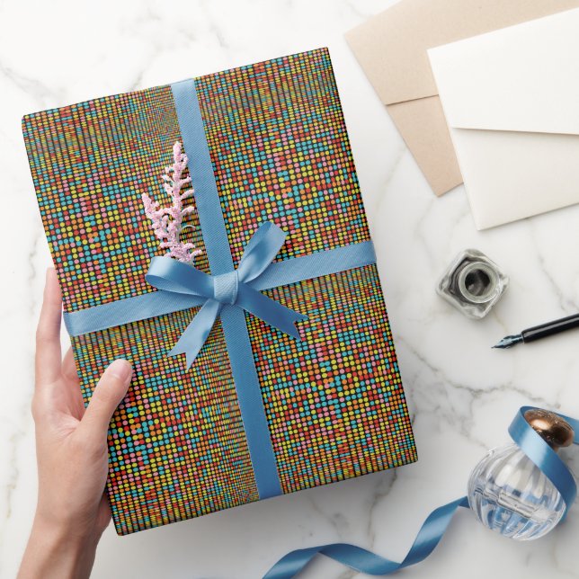 Retro 70s Colourful Op Art Circles Wrapping Paper (Gifting)