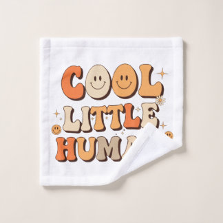 Retro 70s "Cool Little Human" Smiling Face Groovy Wash Cloth