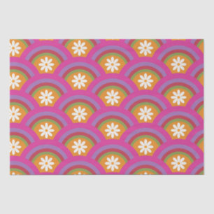 Retro 70s Daisy flower pattern on rainbow Tissue Paper