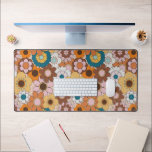 Retro 70s Daisy Groovy Floral Vintage Home Office Desk Mat<br><div class="desc">Groovy, trendy retro 60s and 70s decor is back! Transform your home or office decor into a new, funky and colourful design with a pattern full of mod styled daisies in a retro colour palette of orange, yellow, mustard, rust, brown, blush, turquoise and white. Graphically designed by internationally licensed artist,...</div>