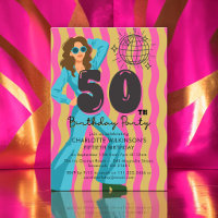 Retro 70s Disco Ball 50th Birthday Invite