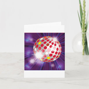 Retro 70s Disco Ball Vibrant Red Card